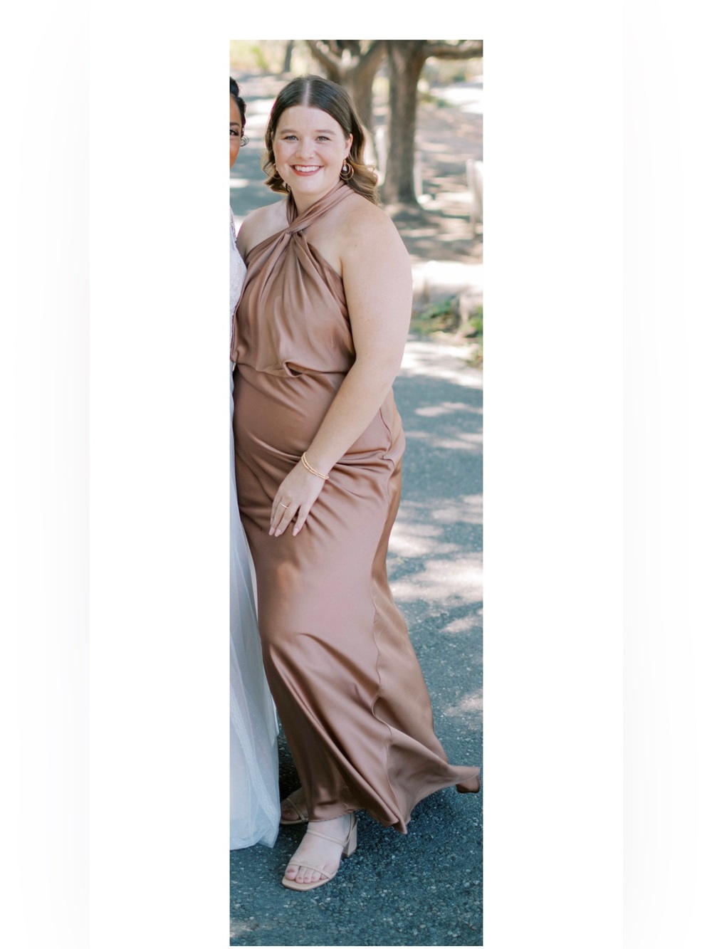 ASOS Design satin ruched halter neck maxi dress